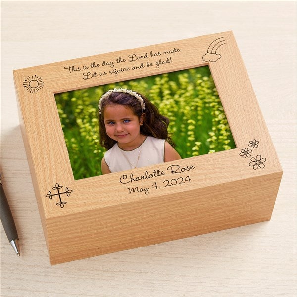 Personalized Girls First Communion Wooden Photo Box - The Day the Lord has Made - 5264