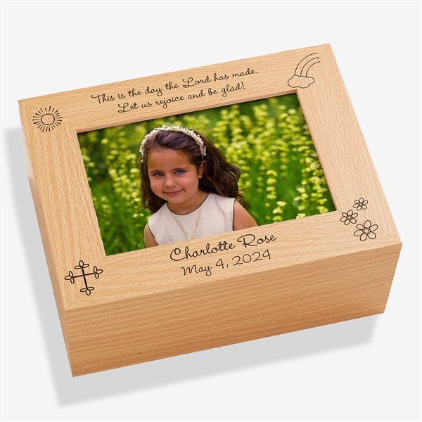 Personalized Girls First Communion Wooden Photo Box - The Day the Lord has Made - 5264