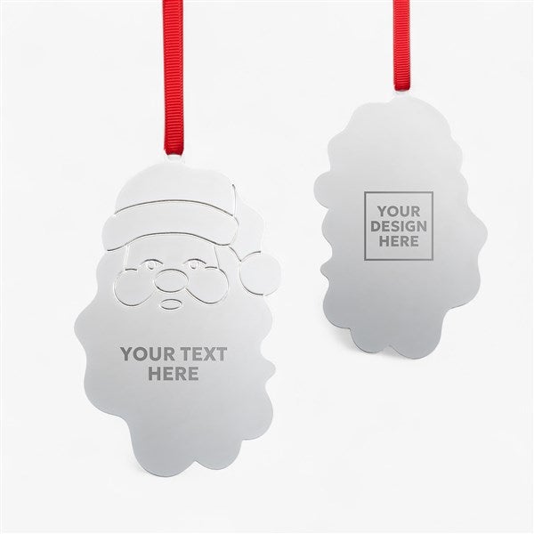 Personalized Engraved Logo Silver Santa Ornament - 52673