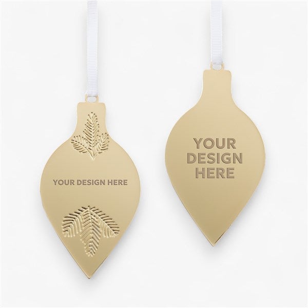 Engraved Logo Golden Evergreen Drop Ornament - 52686
