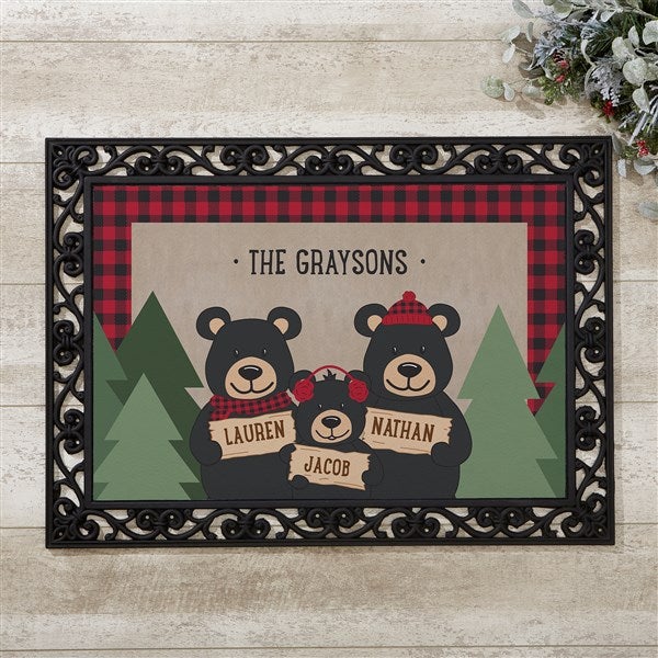 Holiday Bear Family Personalized Doormat 18x27 - 52699