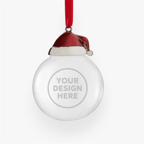 Etched Logo Santa Hat Glass Ball Ornament - 52742