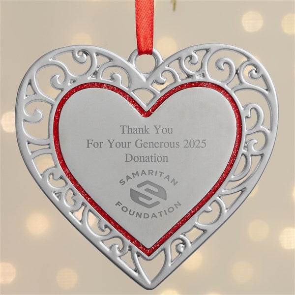 Personalized Logo Lattice Metal Heart Ornament - 52743