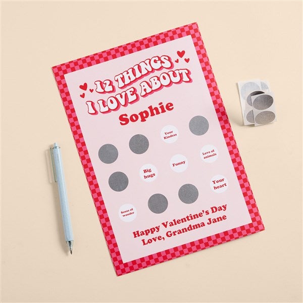 12 Things I Love About You Personalized Scratch Off Game for Girls - 52772