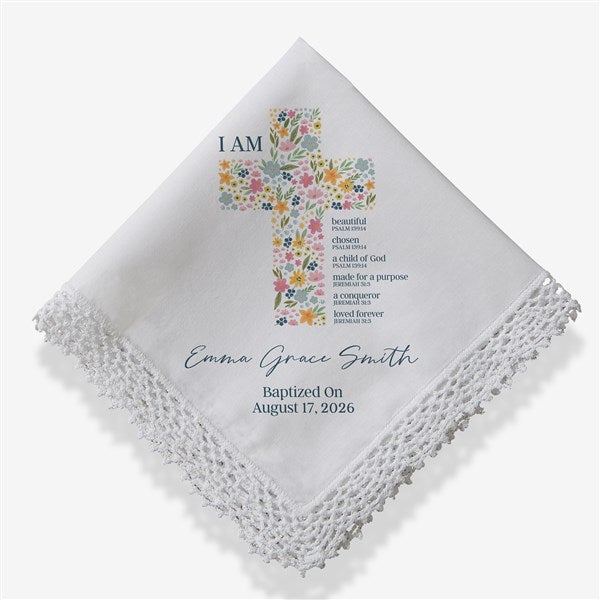 Floral Holy Name Personalized Handkerchief - 52784