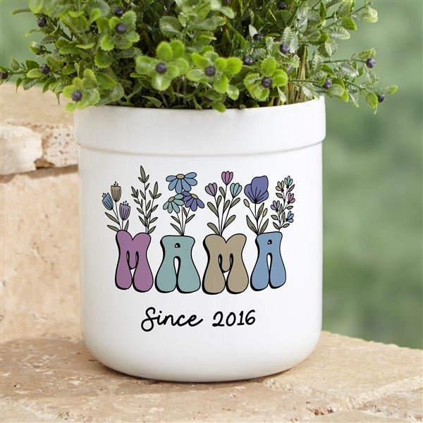 Retro Floral Mom Personalized Outdoor Flower Pot  - 52799