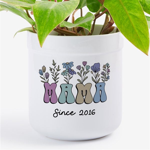 Retro Floral Mom Personalized Outdoor Flower Pot  - 52799