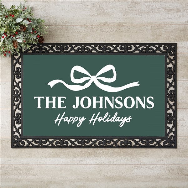 Holiday Bow Personalized Christmas Doormats  - 52874