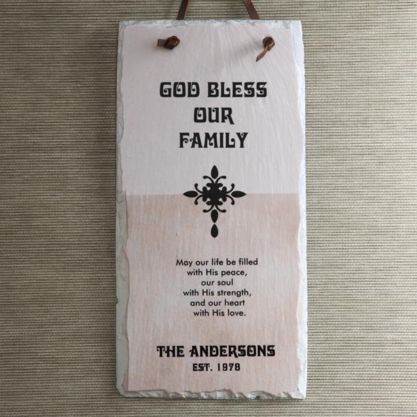5288   Bless Our Family Personalized Slate Plaque 