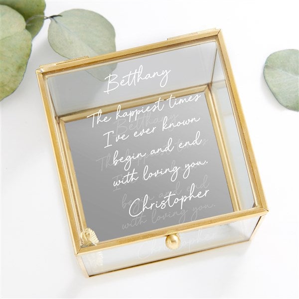 Romantic Write Your Message Personalized Glass Jewelry Box  - 53066