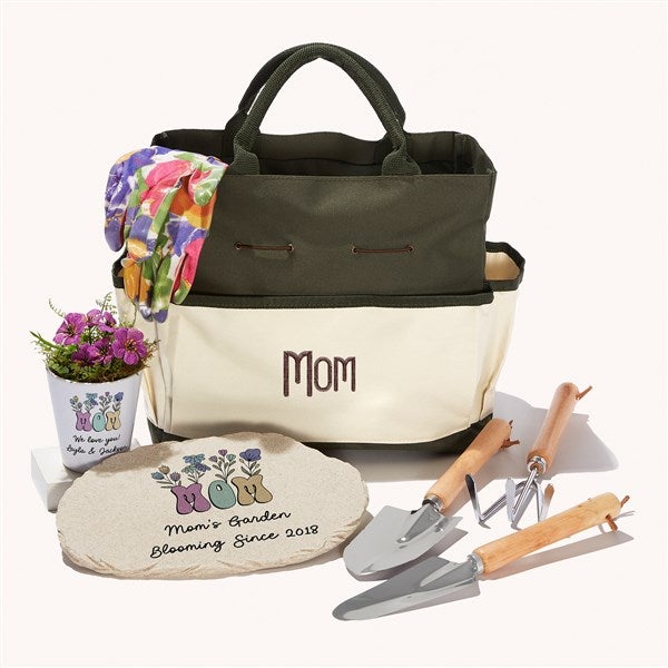 Retro Floral Personalized Gardening Bag Gift Set  - 53138