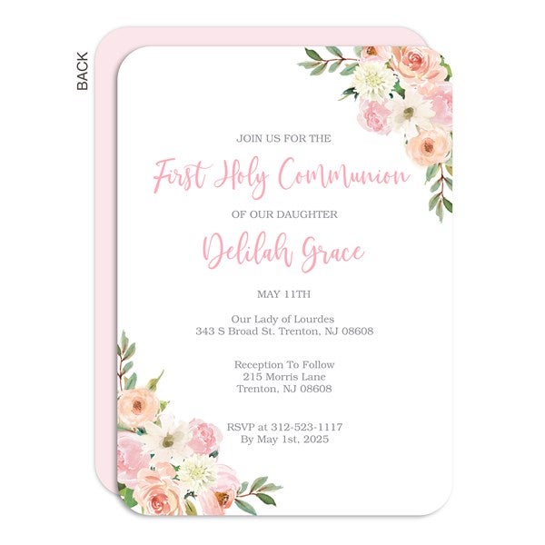 Floral First Communion Personalized Party Invitation - 53251