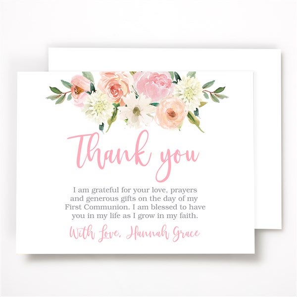 Floral First Communion Personalized Thank You Cards - 53252