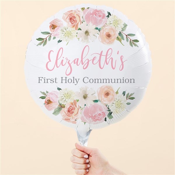 Floral First Communion Personalized 18&quot; Foil Balloon - 53255