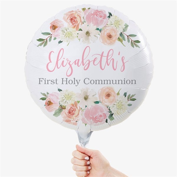 Floral First Communion Personalized 18&quot; Foil Balloon - 53255