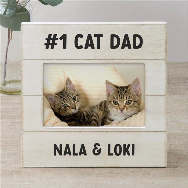 Cat Dad Personalized Shiplap Picture Frame - 53295