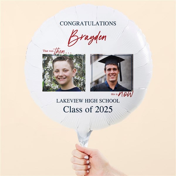 Then & Now Graduate Personalized 18&quot; Foil Photo Balloon - 53361