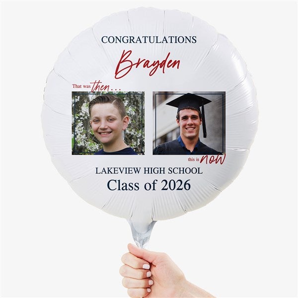  Then & Now Graduate Personalized 18" Foil Photo Balloon - 53361