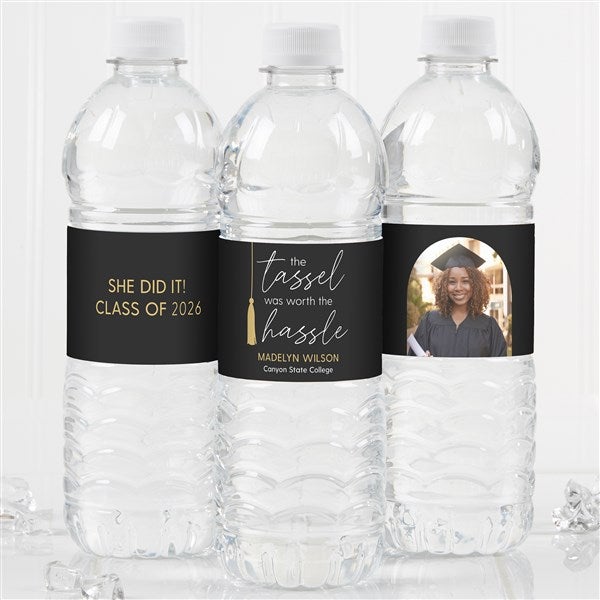 Tassel Was Worth The Hassle Personalized Graduation Water Bottle Labels - 53390