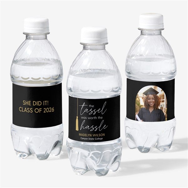 Tassel Was Worth The Hassle Personalized Graduation Water Bottle Labels - 53390