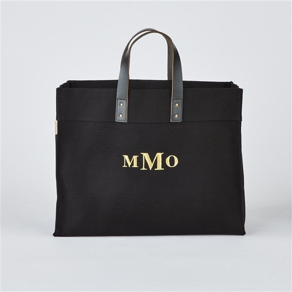 Embroidered Black Canvas and Leather Tote by Jessie James Decker - 53462