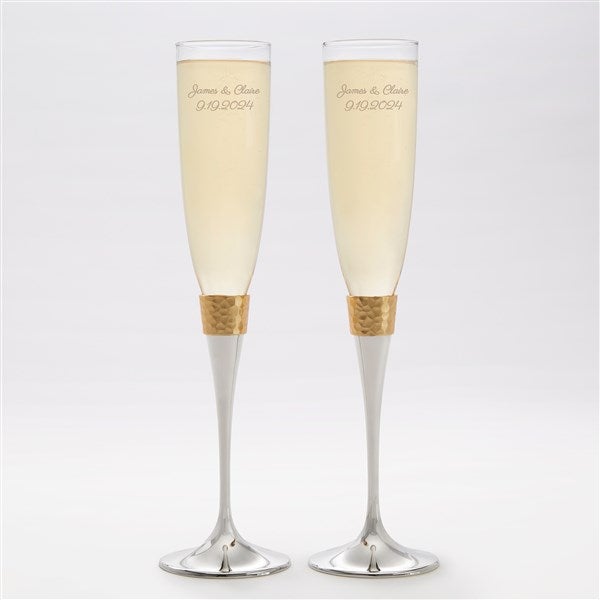 tched Gold Hammered Champagne Flute Set by Jessie James Decker - 53471
