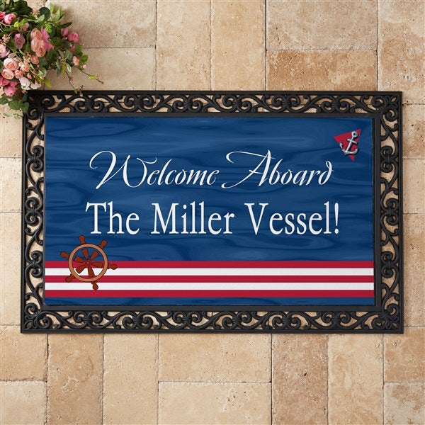 Personalized Boat Floor Mat - Welcome Aboard Design - 5354