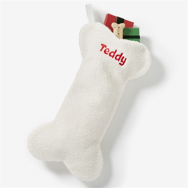 Dog Bone Embroidered Sherpa Christmas Stocking  - 53541