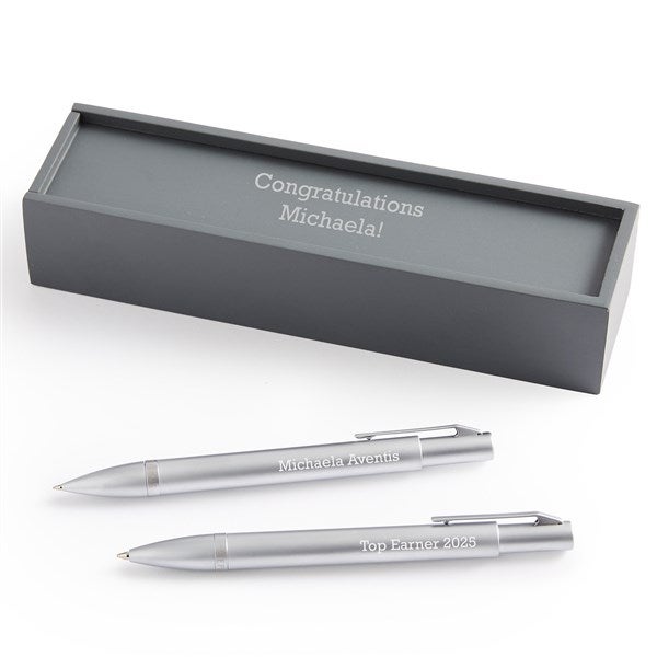 Engraved Reflections Satin Chrome Pen and Pencil Set   - 53593