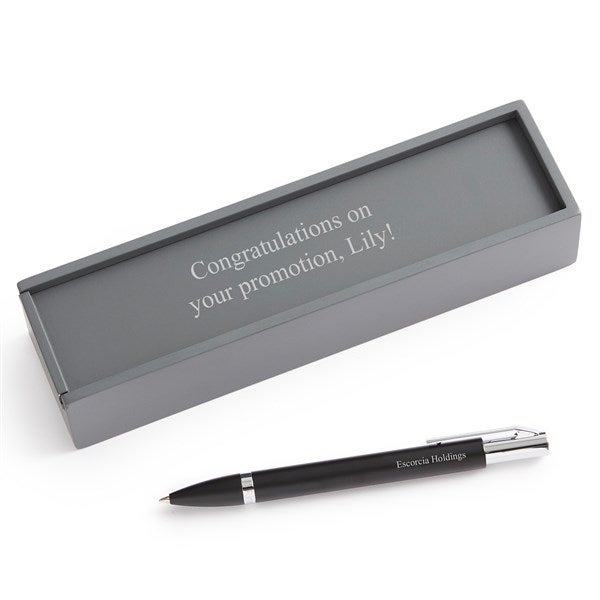 Engraved Reflections Black & Silver Ballpoint Pen and Box    - 53595
