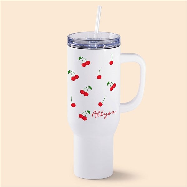 Cherries Personalized White 40oz. Tumbler - 53630