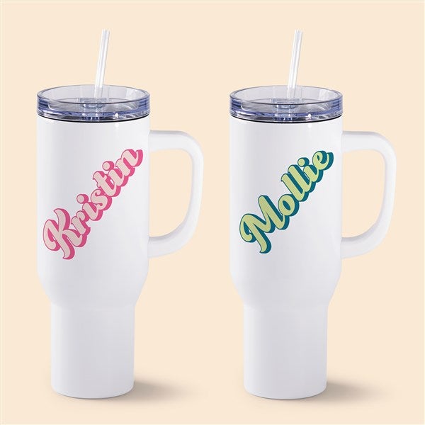 Retro Font Personalized White 40oz Tumbler - 53632