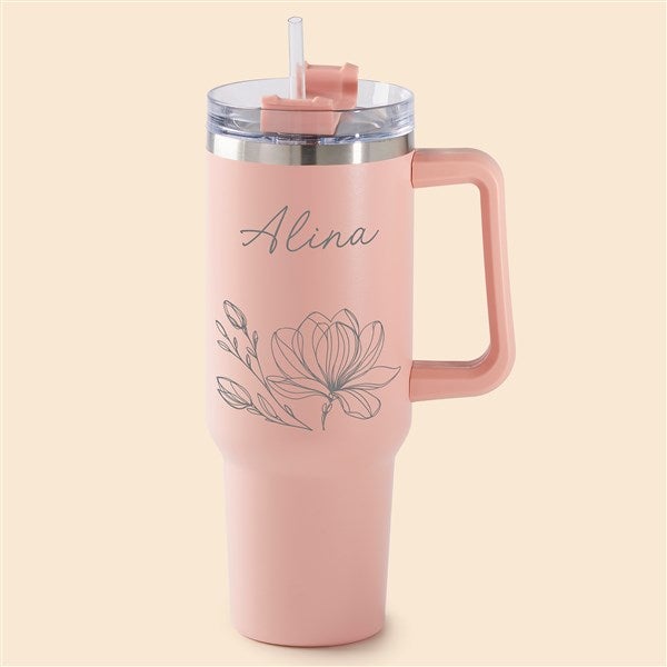 Floral Pattern Engraved 40 oz. Stainless Steel Tumbler  - 53641