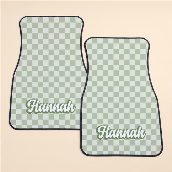 Checker Print Personalized Front Car Mat Set - 53650