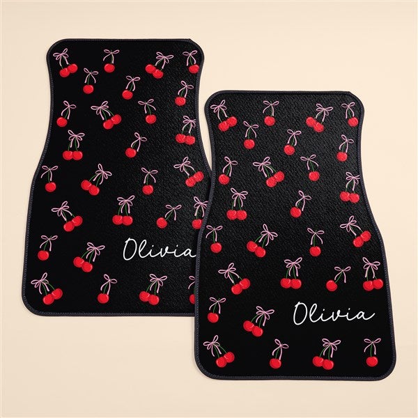 Bows & Cherries Personalized Front Car Mat Set - 53652