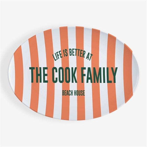 Sunkissed Stripes Personalized Polymer Oval Platter  - 53669