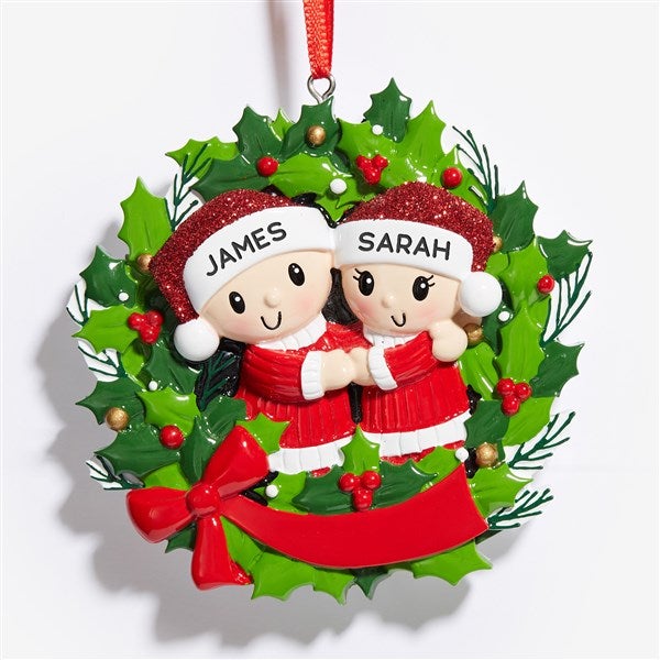 Holly Jolly Family Wreath Personalized Christmas Ornament  - 53820