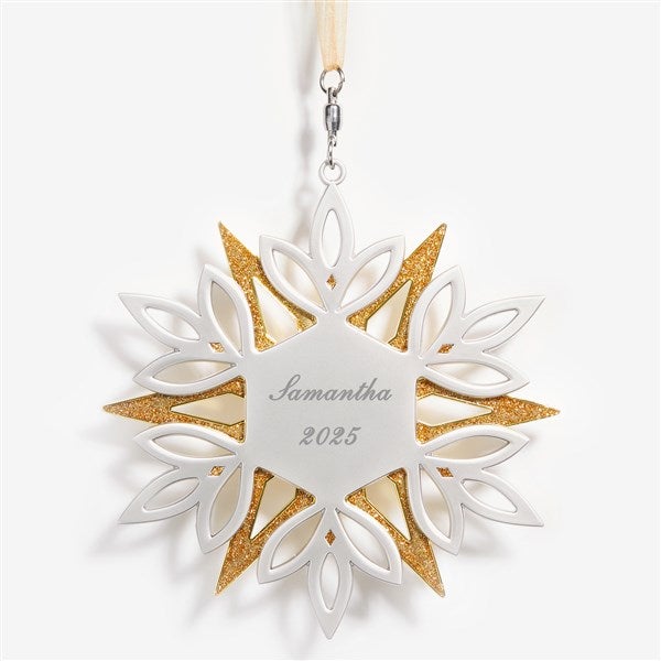 Golden Glimmer Snowflake Personalized Metal Ornament  - 53860