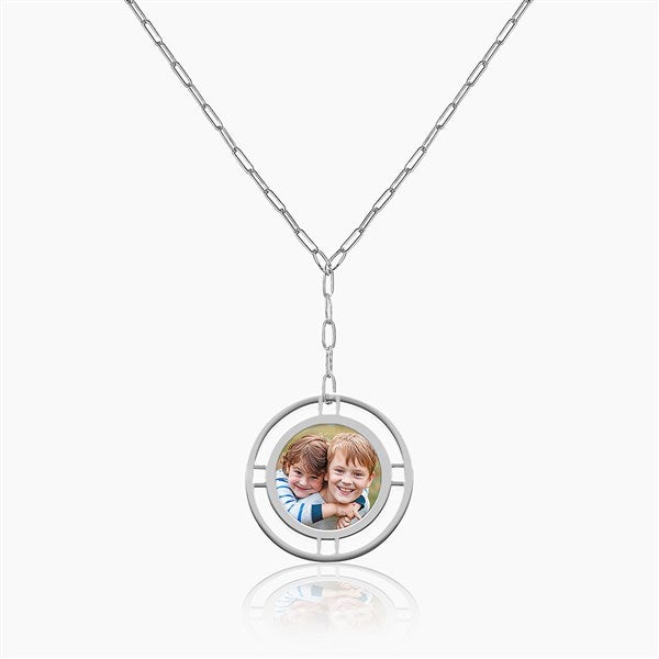 Custom Round Photo Pendant Paperclip Necklace - 53939D