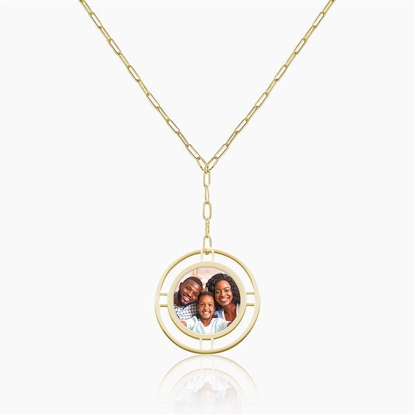 Custom Round Photo Pendant Paperclip Necklace - 53939D