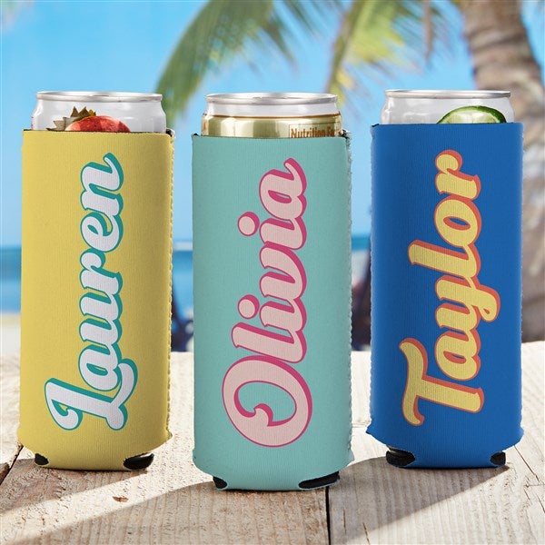 Retro Summer Personalized Slim Can Cooler - 53943