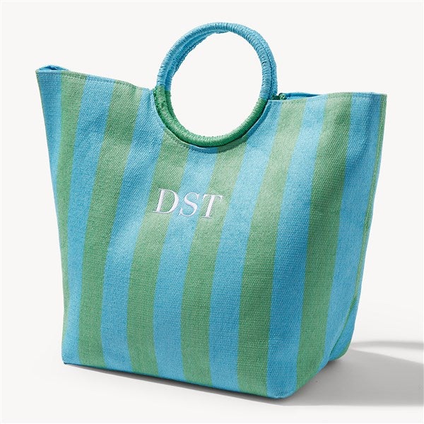 Tropical Tides Embroidered Paper Straw Striped Bags - 54145