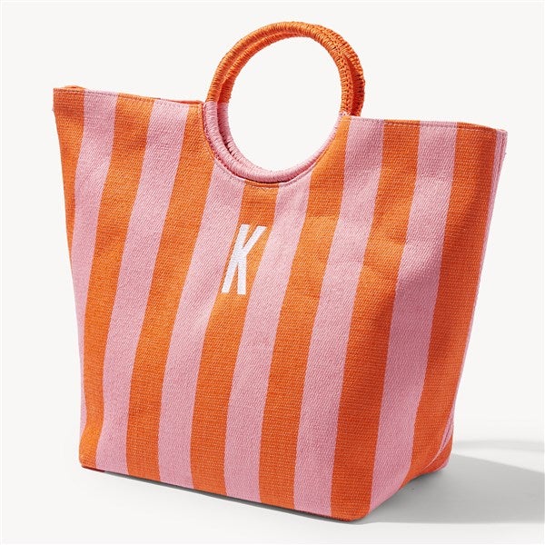 Tropical Tides Embroidered Paper Straw Striped Bags - 54145