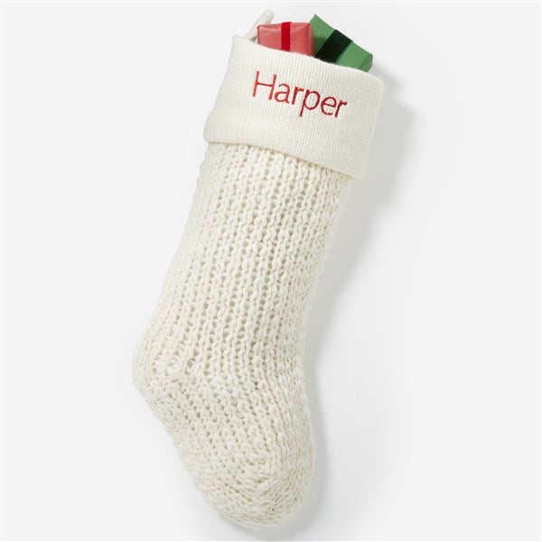 Knit Noel Embroidered Christmas Stocking - 54169