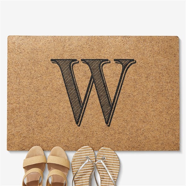 Noir Initial Personalized 18x27 Synthetic Coir Doormat - 54202
