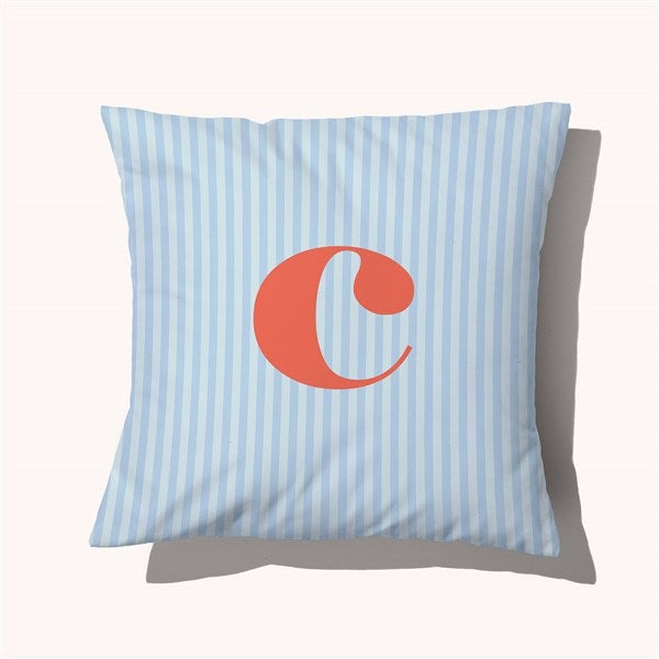 Striped Initial Personalized Throw Pillow  - 54217