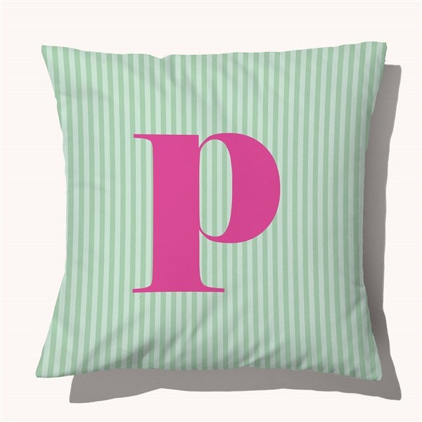 Striped Initial Personalized Throw Pillow  - 54217