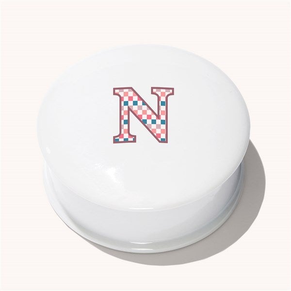 Checkered Initial Personalized Jewelry Box  - 54227