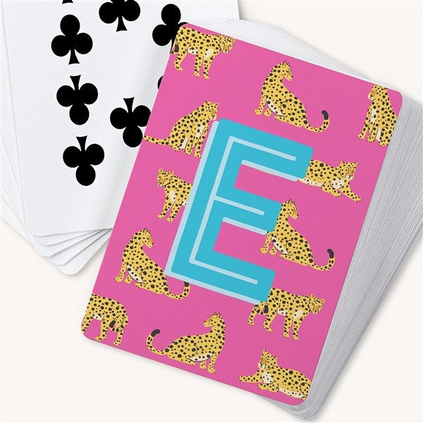 Animal Print Initial Personalized Playing Cards  - 54238