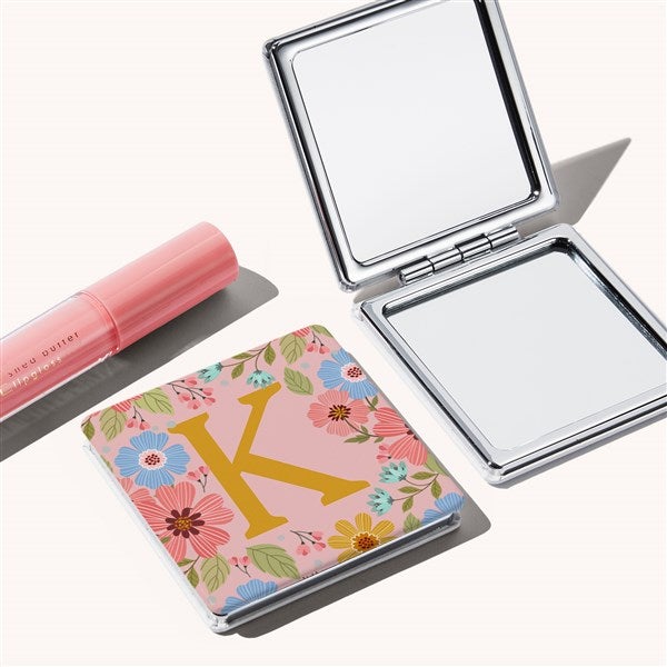 Flowery Initial Personalized Compact Mirror  - 54246